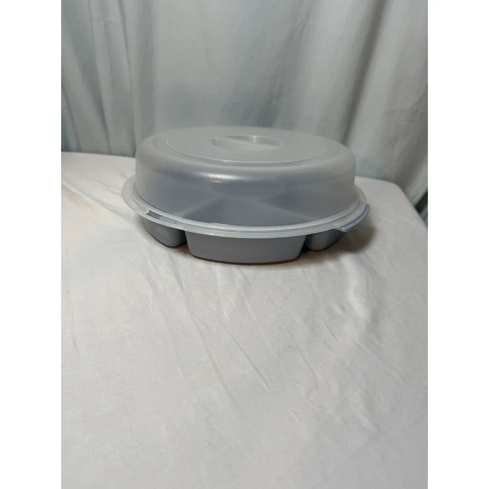 Rubbermaid Servin Saver 0259 Divided Holiday Party Tray Platter Blue With Lid